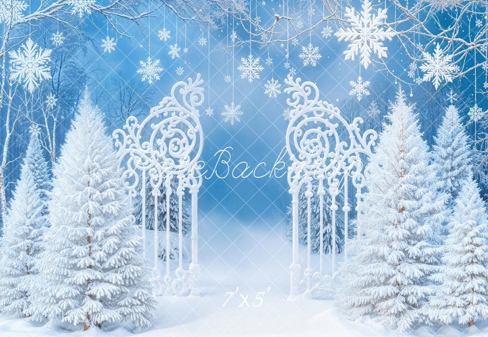 Kate Hiver Neige Portail Arbres Flocons Toile de fond conçue par Emetselch