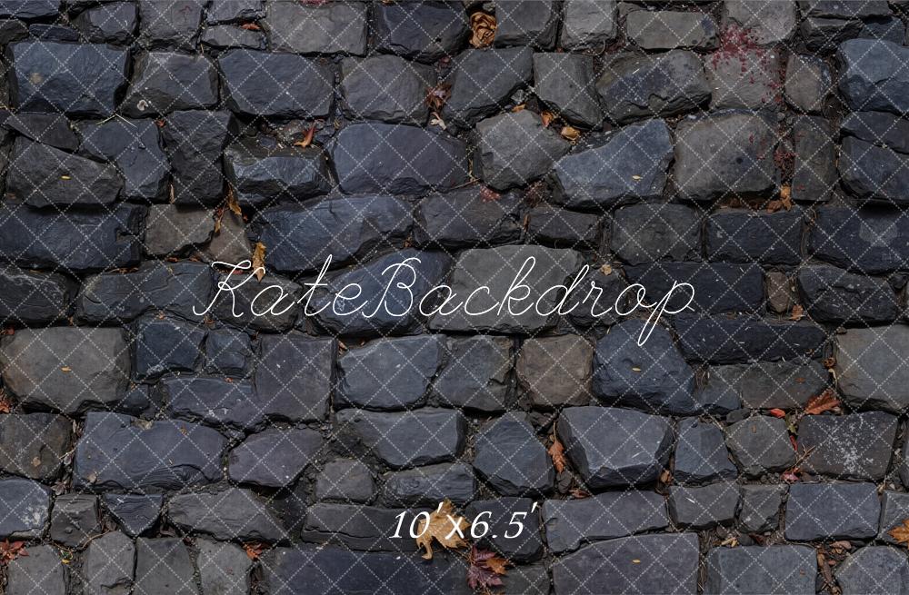 Kate Pierre Feuilles Sombre Sol Toile de fond en Laine conçue par Emetselch - Kate Backdrop FR