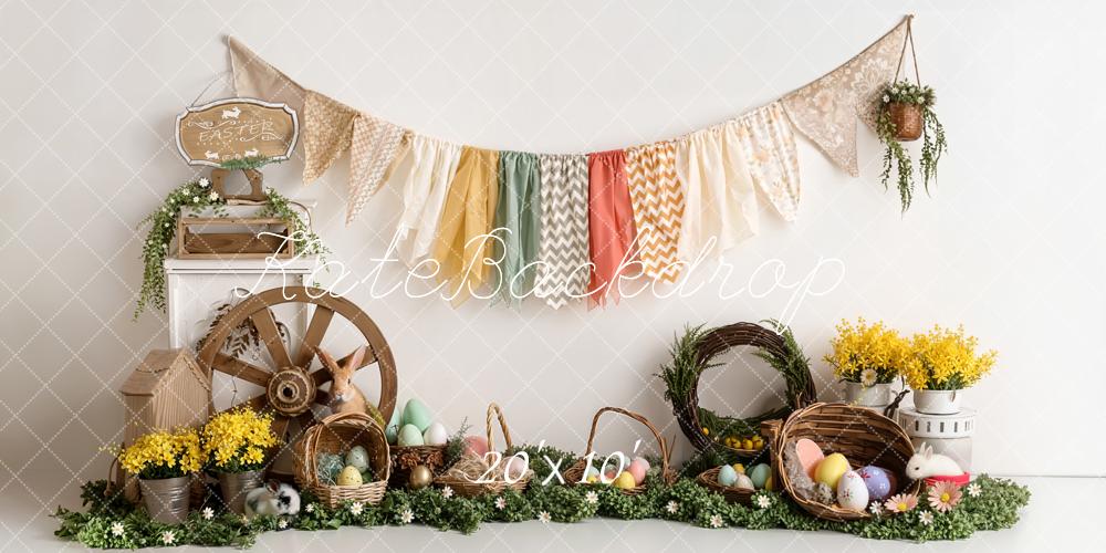 Kate Pâques Lapin Oeufs Fleurs Toile de fond conçue par Emetselch