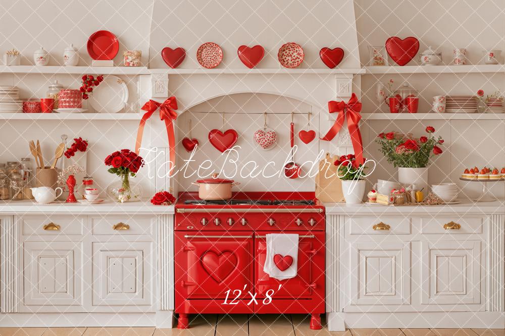 Kate Saint Valentin Cuisine Rouge Cœurs Toile de fond conçue par Emetselch