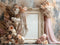 Kate Floral Cadre Vintage Beige Toile de fond conçue par Mini MakeBelieve - Kate Backdrop FR
