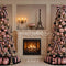 Kate Noël Arbres Roses Tour Eiffel Toile de fond conçue par Ashley Paul - Kate Backdrop FR
