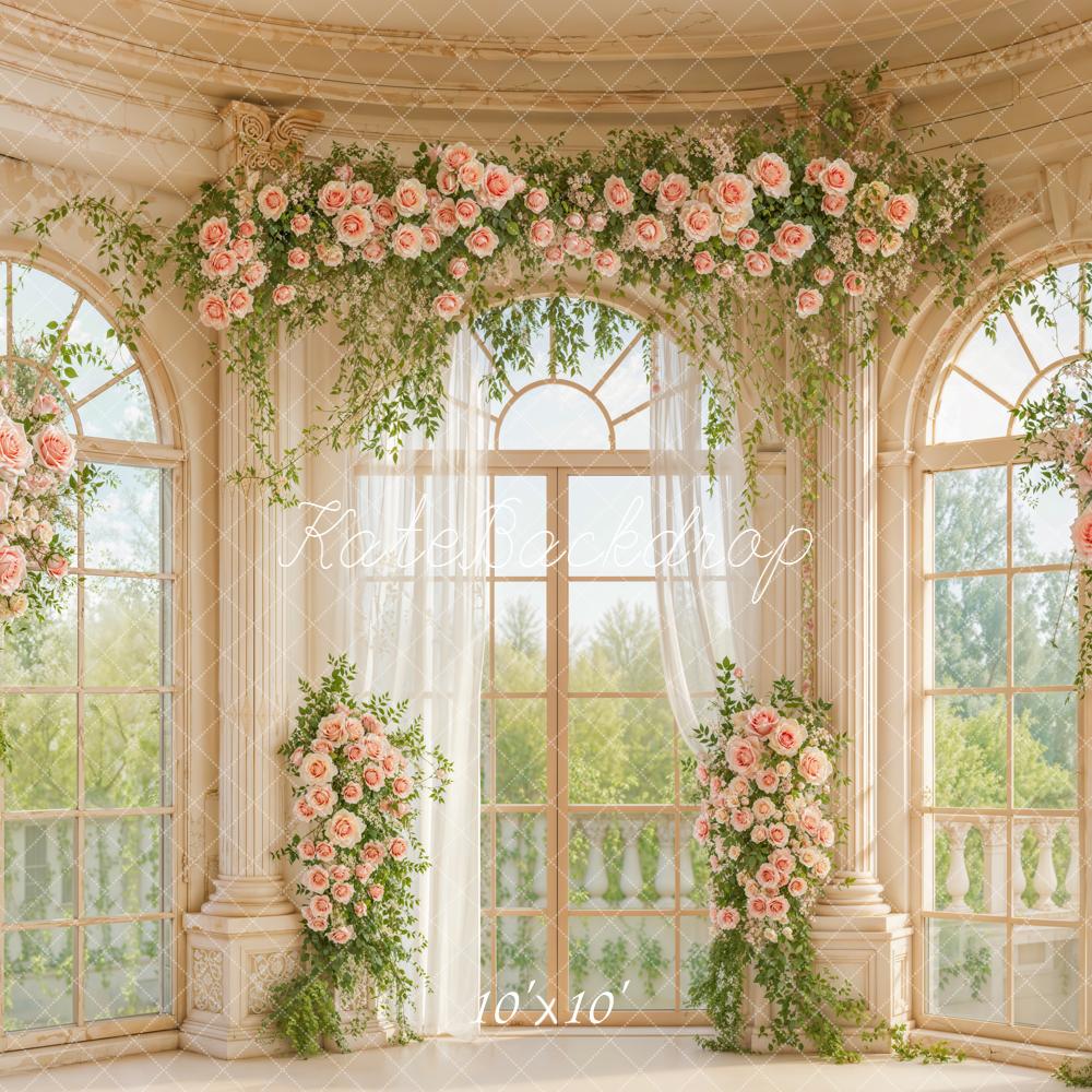 Kate Mariage Arche Fleurs Colonnes Toile de fond conçue par Emetselch - Kate Backdrop FR
