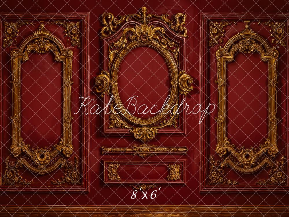 Kate Mur Baroque Vintage Ornements Rouge Toile de fond en Laine conçue par Emetselch