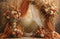 Kate Mariage Fleurs Orange Beige Toile de fond en Laine conçue par Emetselch