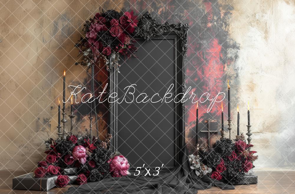 Kate Gothique Cadre Bougies Fleurs Toile de fond conçue par Mini MakeBelieve - Kate Backdrop FR