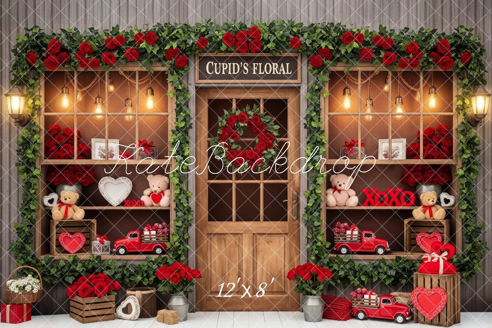 Kate Saint Valentin Fleurs Ours Cœur Toile de fond en Polar conçue par Patty Roberts