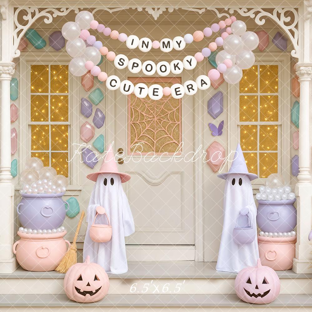 Kate Halloween Pastel Maison Fantômes Toile de fond conçue par Mini MakeBelieve - Kate Backdrop FR