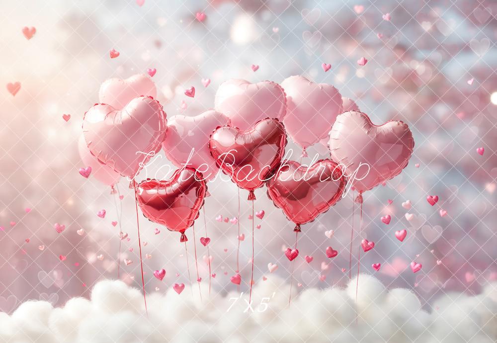 Kate La Saint Valentin Ballons Cœurs Nuages Toile de fond conçue par Emetselch - Kate Backdrop FR