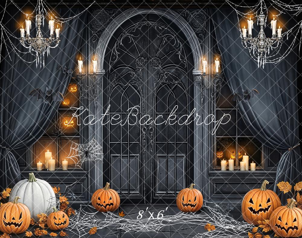 Kate Halloween Citrouilles Chandelles Toile de fond en Laine conçue par Emetselch - Kate Backdrop FR