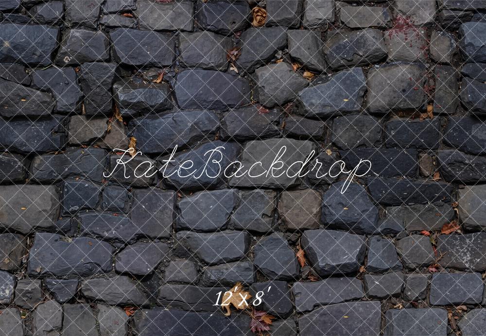Kate Pierre Feuilles Sombre Sol Toile de fond en Laine conçue par Emetselch - Kate Backdrop FR