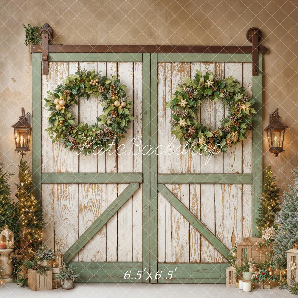 Kate Noël Portes Couronnes Sapins Toile de fond conçue par Emetselch - Kate Backdrop FR