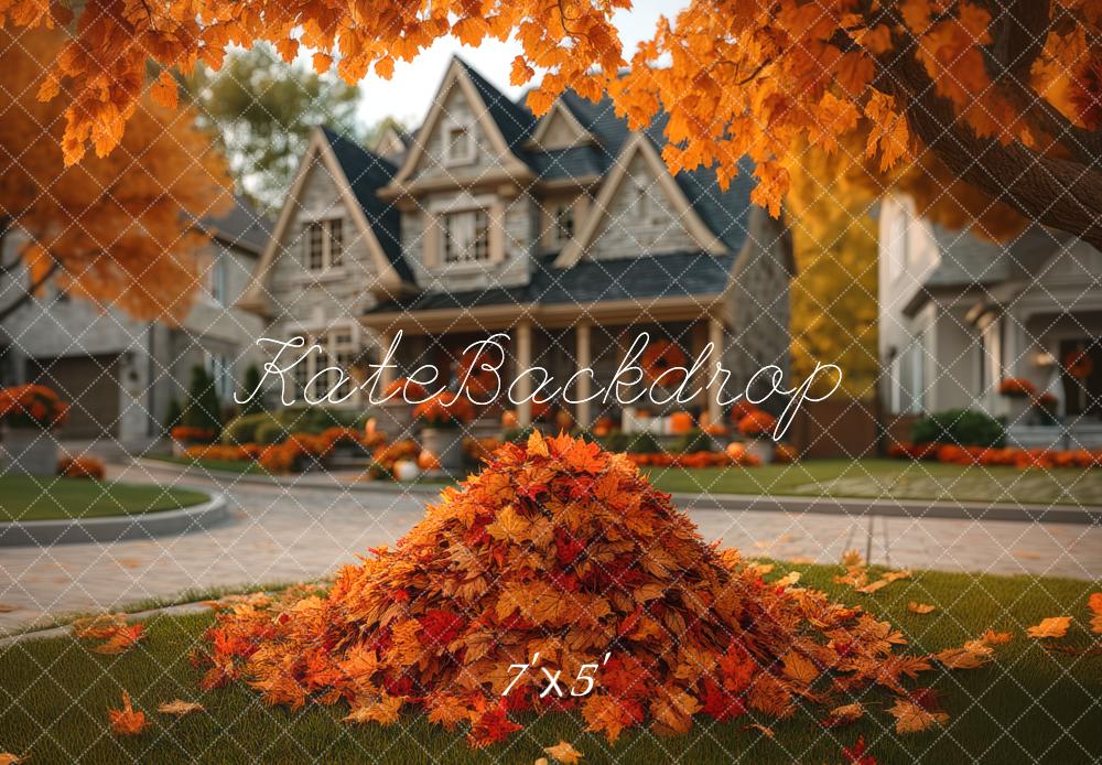 Kate Automne Tas Feuilles Maison Toile de fond conçue par Mini MakeBelieve