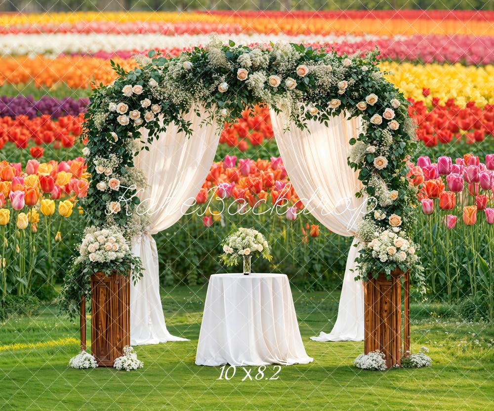 Kate Mariage Arche Fleurs Tulipes Toile de fond en Polar conçue par Emstselch