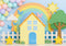 Kate Arc-en-Ciel Maison Ballons Toile de fond conçue par Mini MakeBelieve - Kate Backdrop FR
