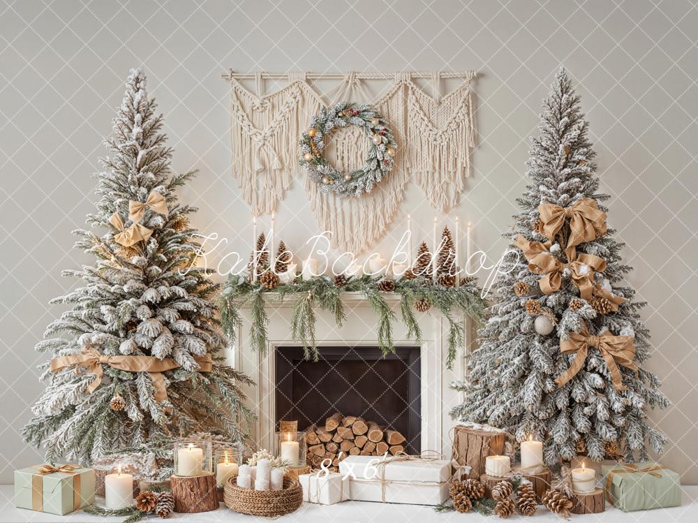 Kate Noël Sapins Cheminée Cadeaux Toile de fond conçue par Emetselch - Kate Backdrop FR