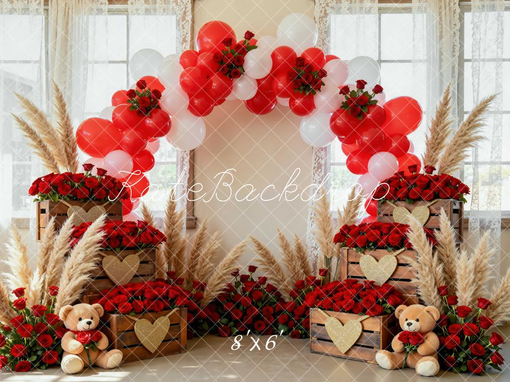 Kate Saint Valentin Bohème Ballons Roses Toile de fond conçue par Mini MakeBelieve