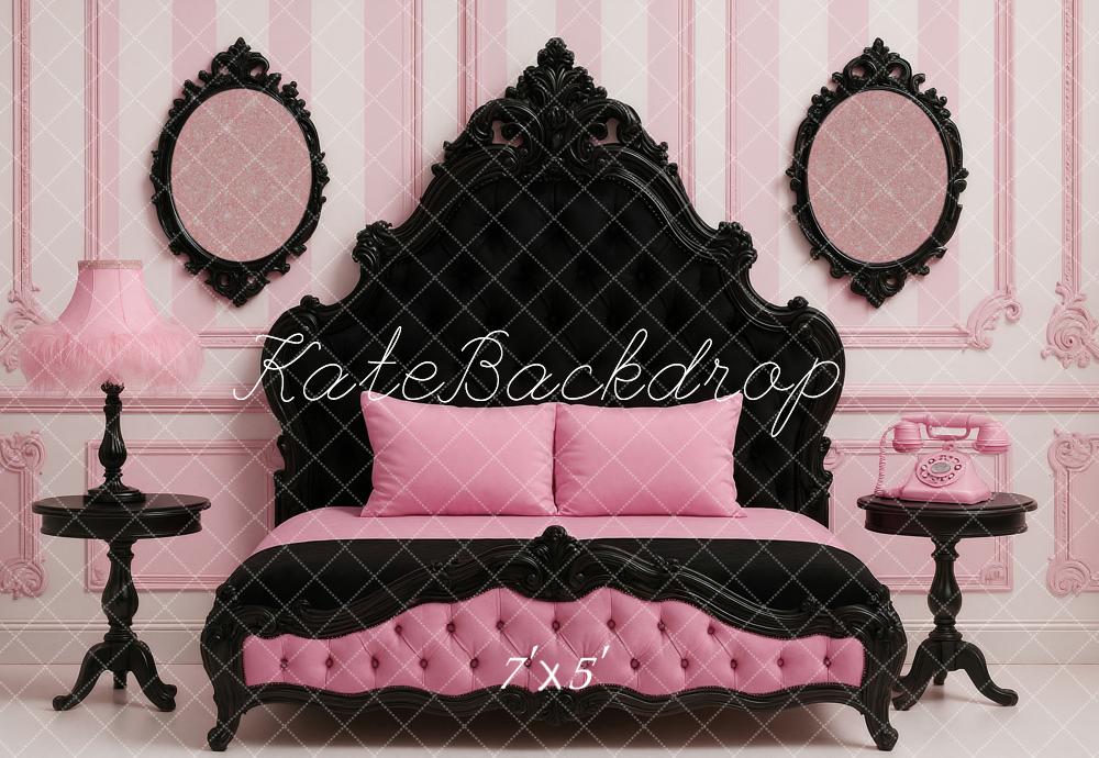 Kate Chambre Vintage Tête de lit Rose Noir Toile de fond conçue par Ashley Paul