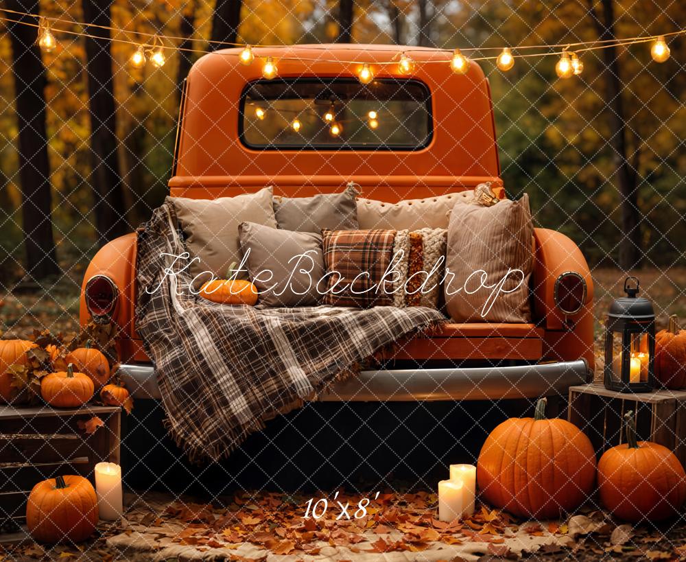 Kate Automne Camion Citrouilles Forêt Toile de fond en Laine conçue par Emetselch - Kate Backdrop FR