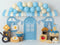 Kate Anniversaire Petit Déjeuner Ballons Bleu Toile de fond conçue par Mini MakeBelieve - Kate Backdrop FR