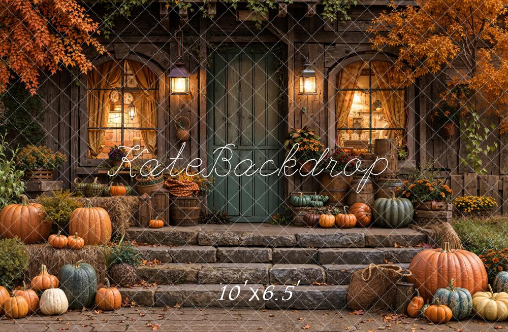 Kate Automne Maison Citrouilles Toile de fond en Laine conçue par Emetselch - Kate Backdrop FR
