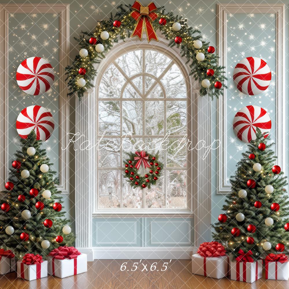 Kate Sapins de Noël Fenêtre Bonbons Cadeaux Toile de fond conçue par Mini MakeBelieve