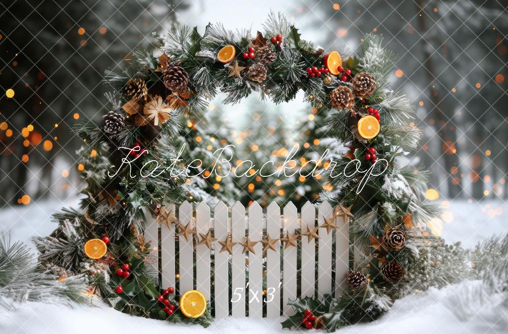 Kate Noël Arche Neige Clôture Forêt Toile de fond conçue par Mini MakeBelieve - Kate Backdrop FR