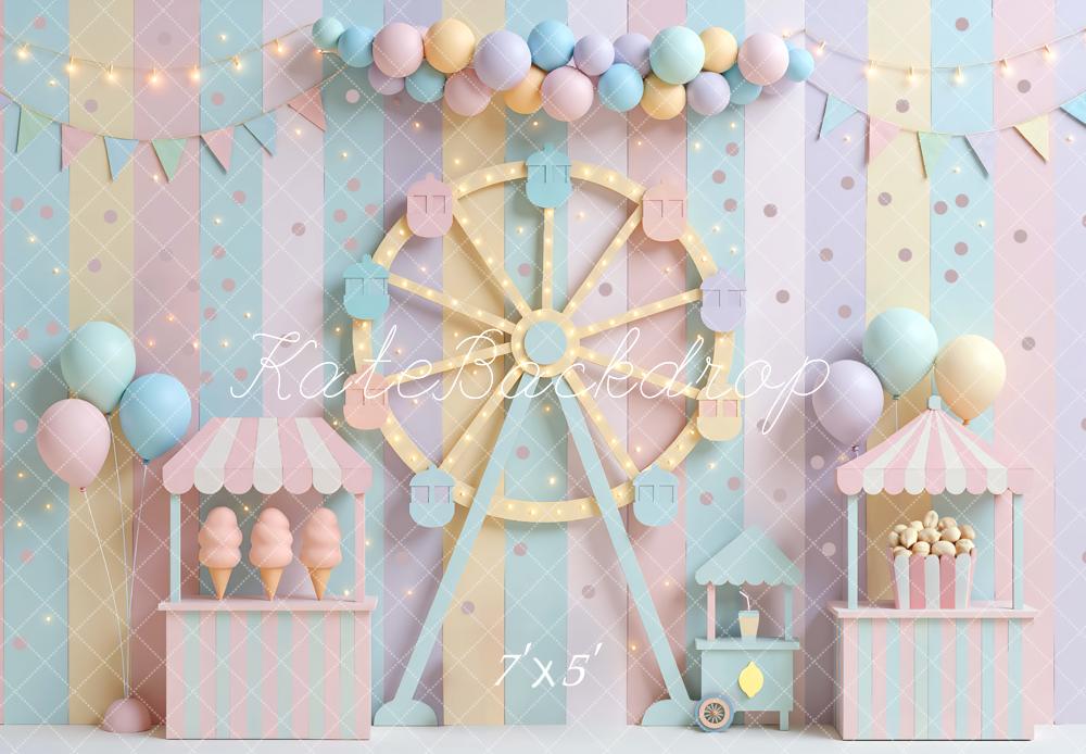 Kate Fête Foraine Grande Roue Stand Pastel Toile de fond conçue par Mini MakeBelieve - Kate Backdrop FR