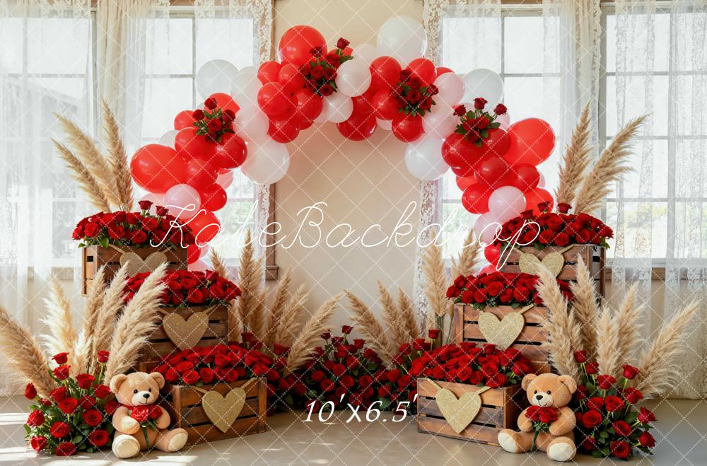 Kate Saint Valentin Bohème Ballons Roses Toile de fond conçue par Mini MakeBelieve