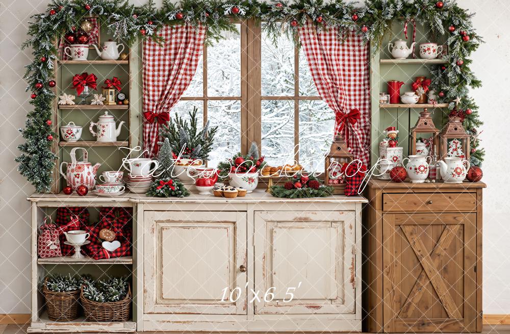 Kate Noël Fenêtre Cuisine Rustique Toile de fond en Laine conçue par Emetselch - Kate Backdrop FR