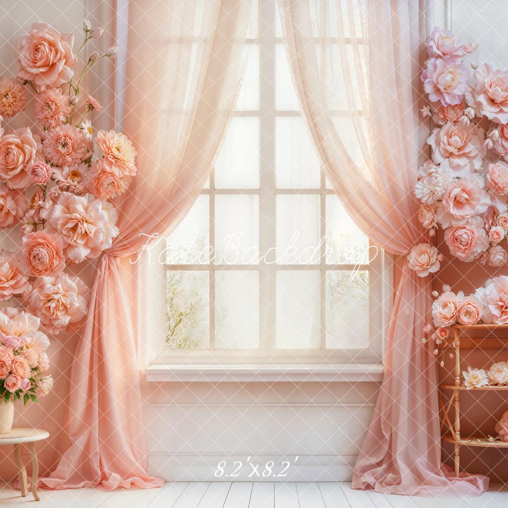 Kate Fleurs Roses Fenêtre Intérieur Toile de fond conçue par Emetselch - Kate Backdrop FR