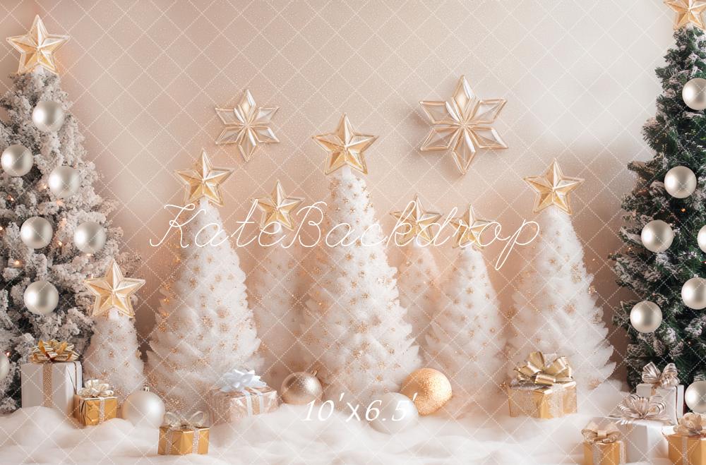 Kate Sapins de Noël Neige Étoiles Cadeaux Toile de fond conçue par Mini MakeBelieve - Kate Backdrop FR