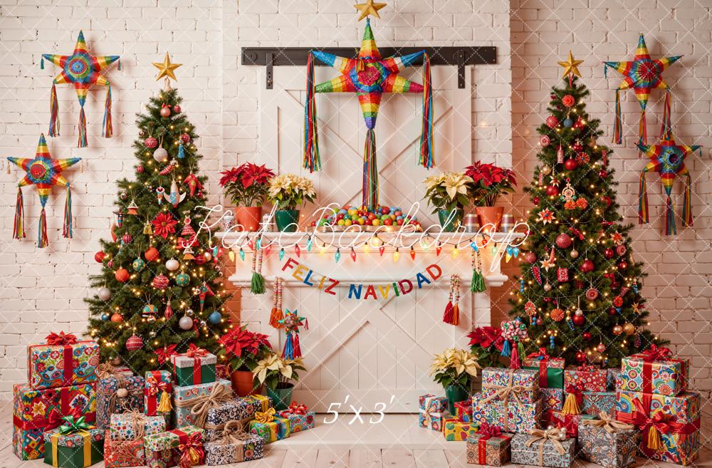 Kate Noël Sapins Cadeaux Pinatas Toile de fond conçue par Emetselch - Kate Backdrop FR