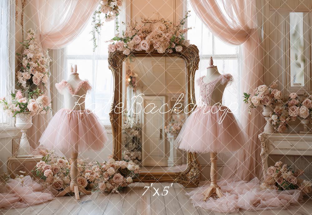 Kate Rose Robes Fleurs Miroir Toile de fond conçue par Ashley Paul - Kate Backdrop FR