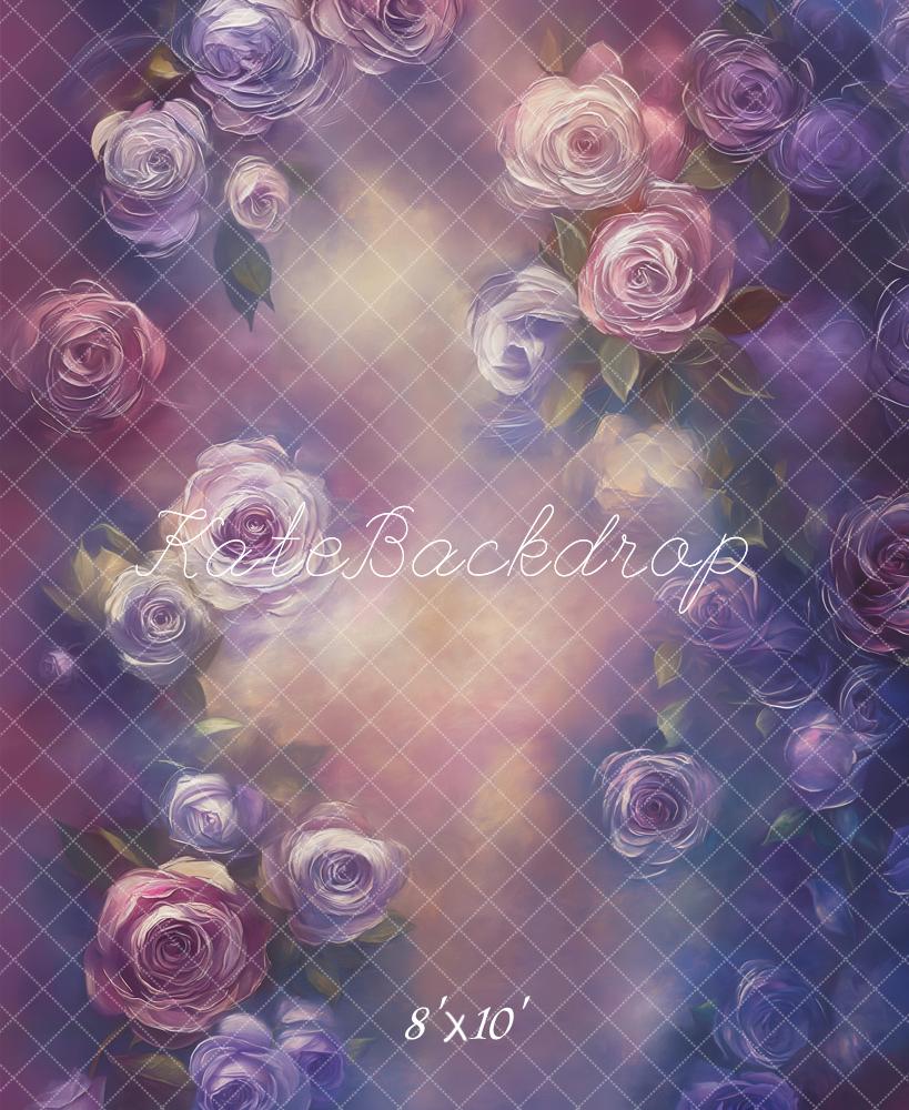 Kate Fleurs Roses Violet Portrait Toile de fond en Laine conçue par Emetselch - Kate Backdrop FR