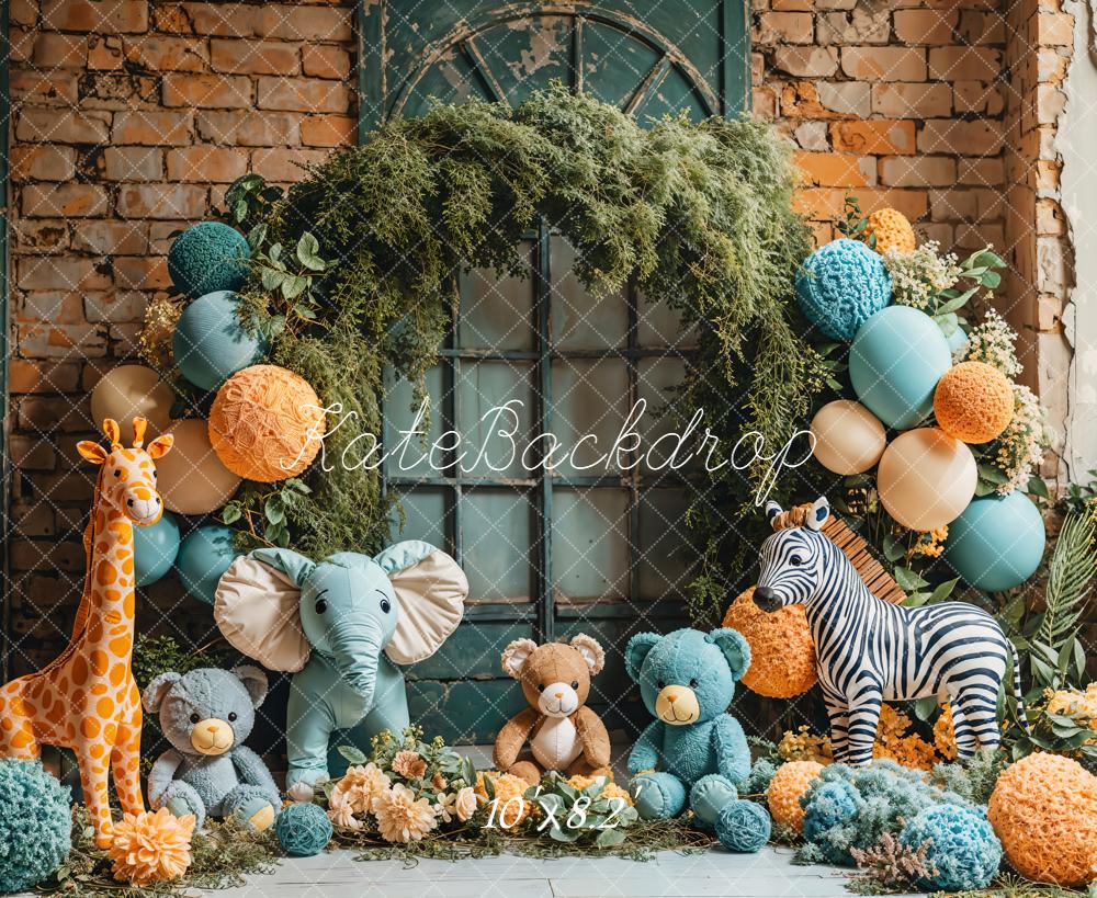 Kate Jungle Arche Animaux Ballons Toile de fond en Laine conçue par Emetselch - Kate Backdrop FR