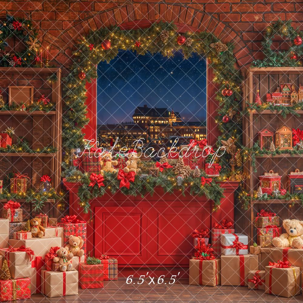 Kate Noël Fenêtre Cadeaux Rouge Toile de fond conçue par Emetselch - Kate Backdrop FR
