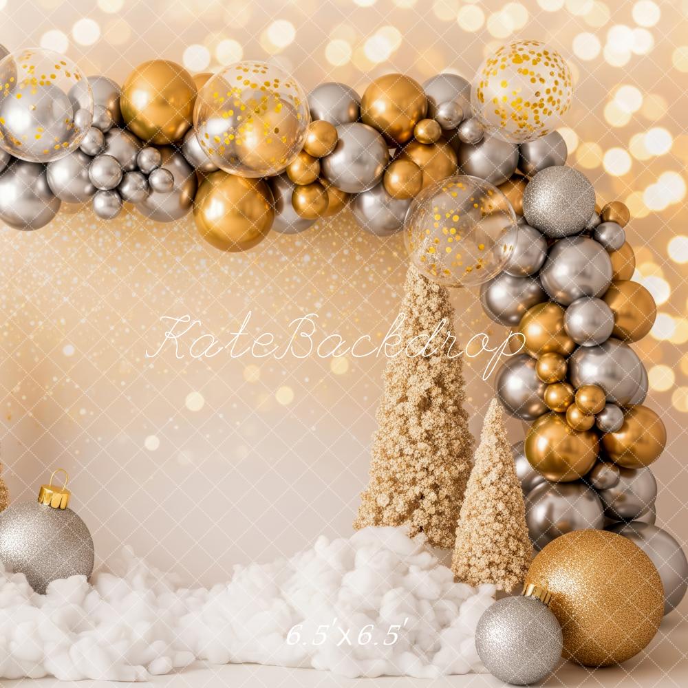 Kate Noël Ballons Sapins Or Argent Toile de fond conçue par Patty Roberts