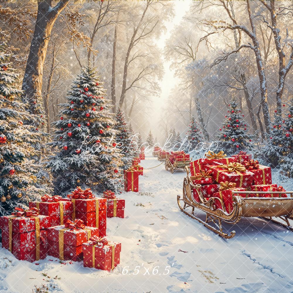 Kate Noël Sapins Cadeaux Traîneau Toile de fond conçue par Emetselch