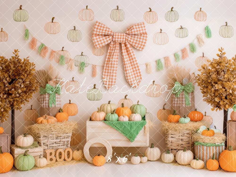 Kate Automne Citrouilles Arbres Foins Toile de fond conçue par Patty Roberts