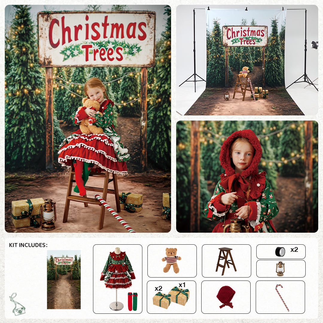 Kate Sapin de Noël Ferme Cadeaux Kit Photo - Kate Backdrop FR
