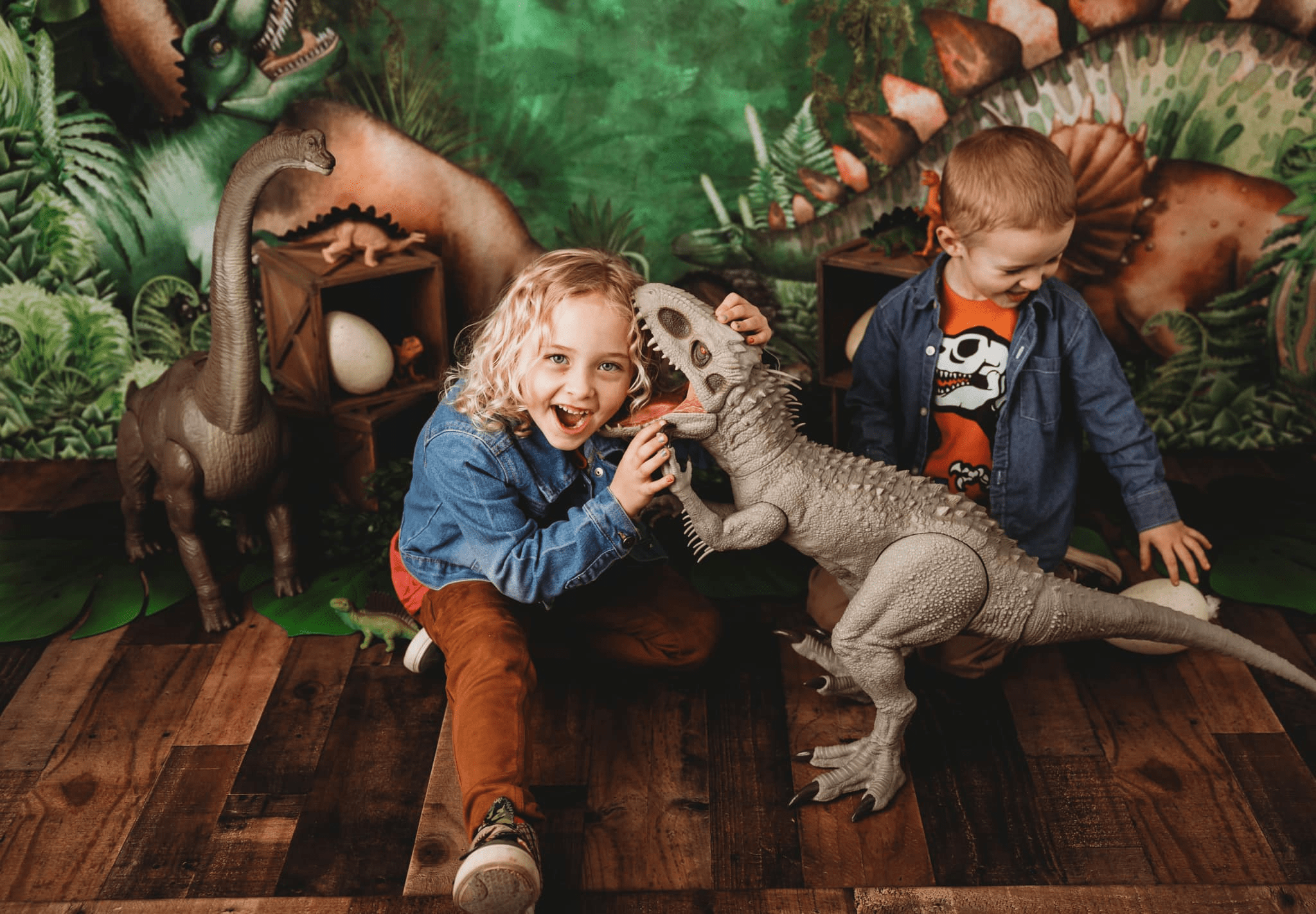 Kate Été Jungle Aventure Dinosaures Toile de fond conçue par Mandy Ringe - Kate Backdrop FR