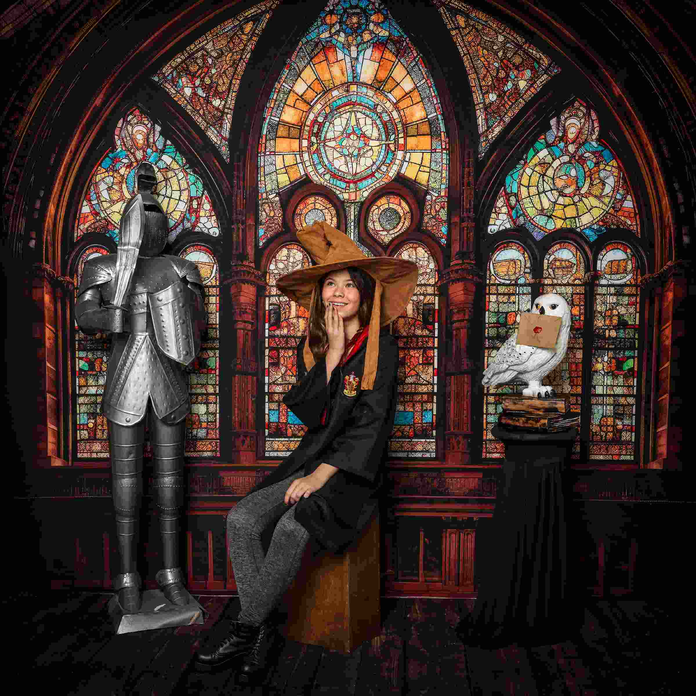 Kate Gothique Arqué Vitrail Toile de fond conçue par Mandy Ringe - Kate Backdrop FR