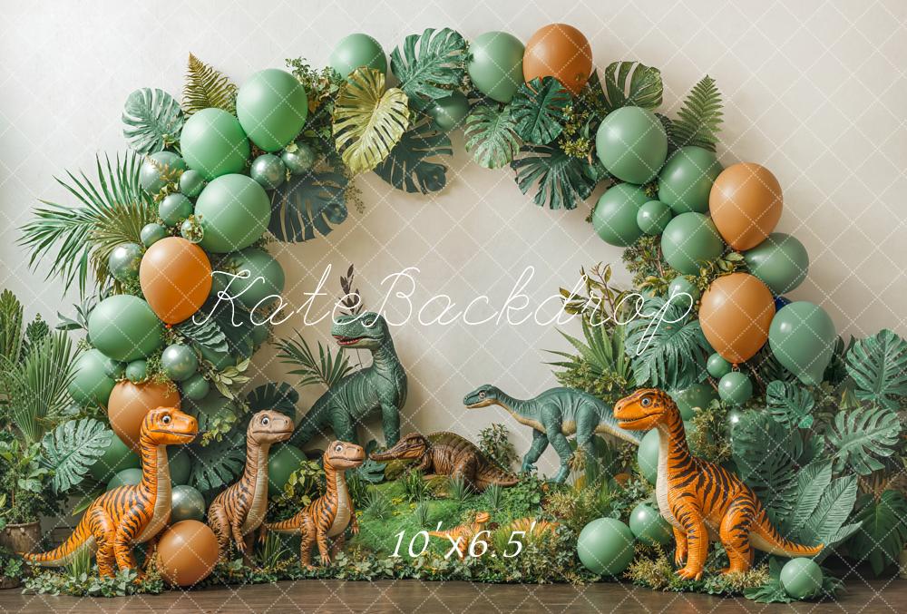 Kate Dinosaure Arche Ballons Vert Toile de fond en Laine conçue par Emetselch - Kate Backdrop FR