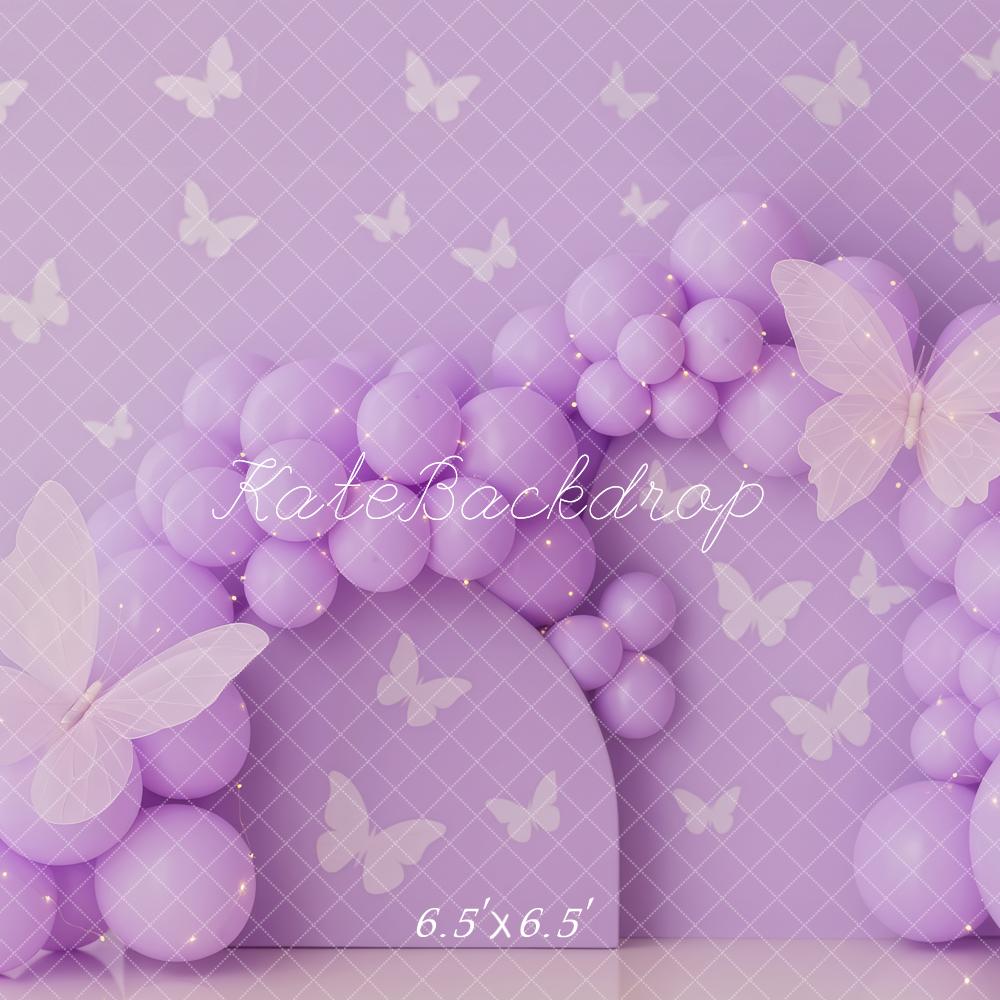 Kate Papillon Ballons Arche Violet Toile de fond conçue par Patty Roberts - Kate Backdrop FR