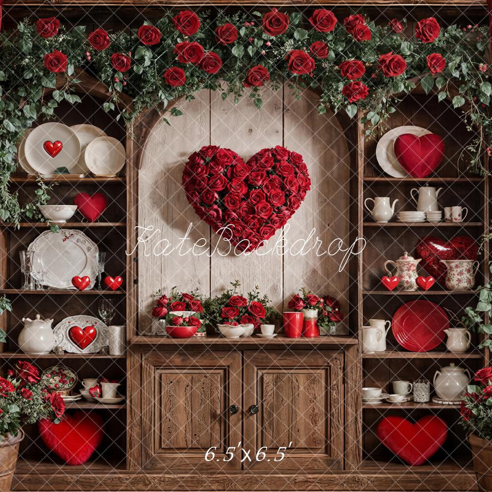 Kate Saint Valentin Roses Coeur Vaisselle Toile de fond conçue par Emetselch