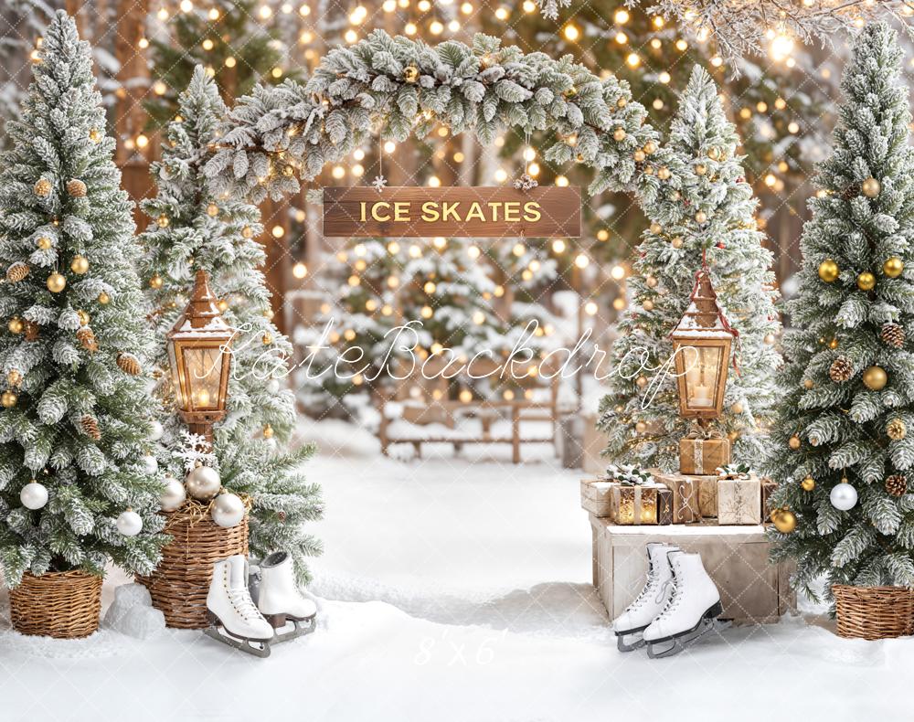 Kate Hiver Arbre Arche Patins Toile de fond en Laine conçue par Emetselch - Kate Backdrop FR