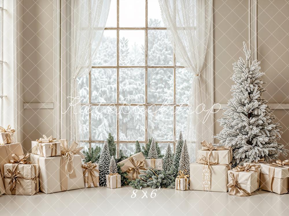 Kate Noël Fenêtre Cadeaux Sapin Toile de fond en Laine conçue par Emetselch - Kate Backdrop FR