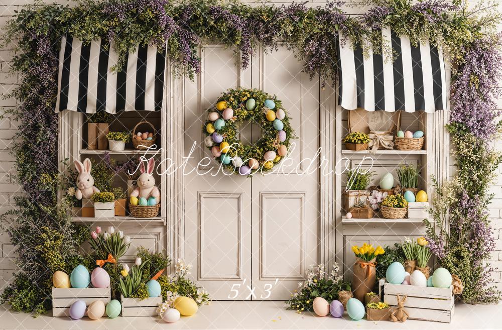 Kate Pâques Lapin Œufs Fleurs Porte Toile de fond conçue par Emetselch