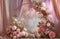 Kate Fleurs Roses Rideaux Portrait Toile de fond en Polar conçue par Emetselch